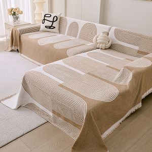 2pcs Set of Four Season Anti-Slip Tassel Sofa Cover - Pet-Friendly Machine Washable Chenille Sofa Protective Cover, Suitable for Sofas of 2 to 4 People