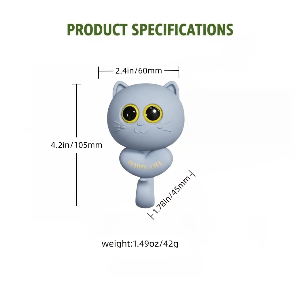 Cat Shaped Adhesive Hook, No Drilling Wall Hanger for Keys Coat Backpack, Self-Adhesive Stick On Hook for Kitchen Bathroom