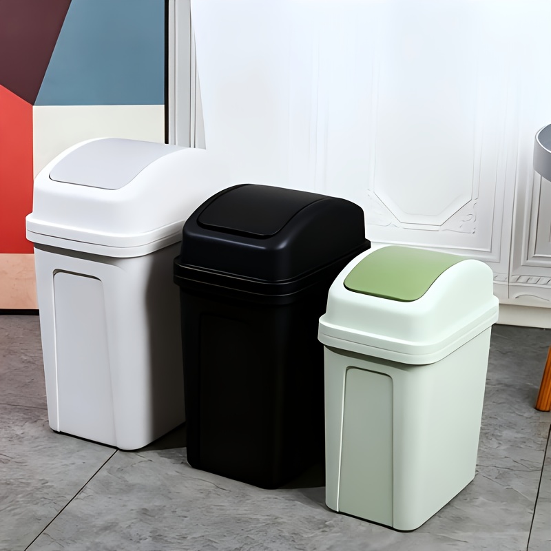 Single Pack Slim Plastic Trash Can | Stylish & Durable, Pet Proof, Odor Sealing, Quiet Close, Hand-Operated, Multiple Sizes, Macaron Color Series, Suitable for Toilets, Bathrooms, Living Rooms, Bedrooms