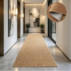 1pc, Pineapple Ring Woven Rug, Solid Color Long Strip Rug, Pineapple Ring Sisal-like Long Strip Rug, Nordic Style Washable Sisal Doormat, RV Indoor Mat, Tent Mat, Hallway Floor Mat, Camping Mat, Suitable for Outdoor Camping, Hiking, Road Trips