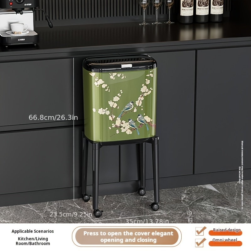 6.87gal Touch-Top Trash Can with Removable Lid, Contactless Waste Bin Suitable for Kitchen Bathroom Bedroom, High-Leg Pedal-Free Bin for Living Room Office, Odor-Resistant Large Capacity Covered Bucket, Easy Press-To-Open Keeps Hands Clean - Image 5