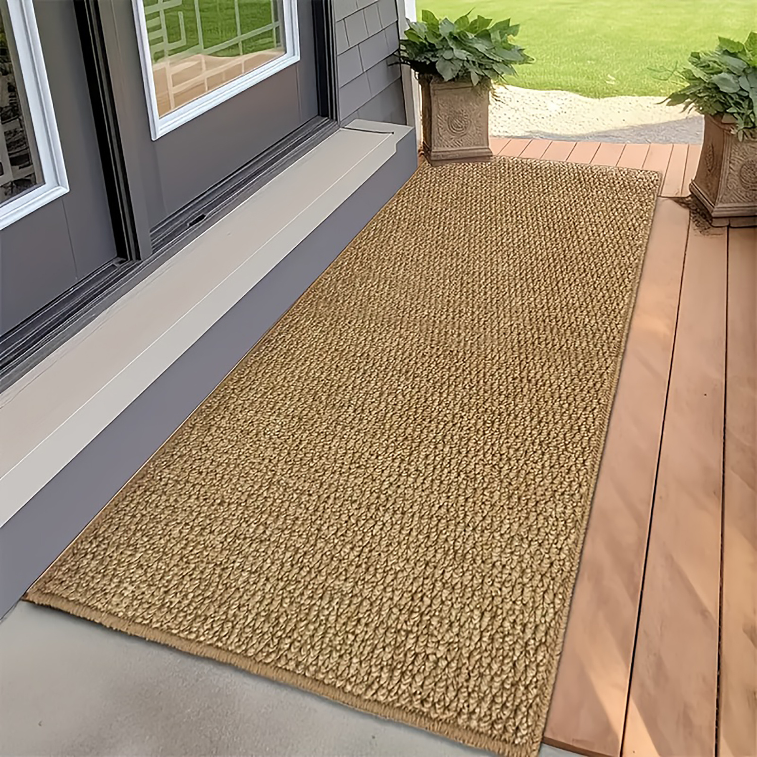 1pc, Pineapple Ring Woven Rug, Solid Color Long Strip Rug, Pineapple Ring Sisal-like Long Strip Rug, Nordic Style Washable Sisal Doormat, RV Indoor Mat, Tent Mat, Hallway Floor Mat, Camping Mat, Suitable for Outdoor Camping, Hiking, Road Trips - Image 4