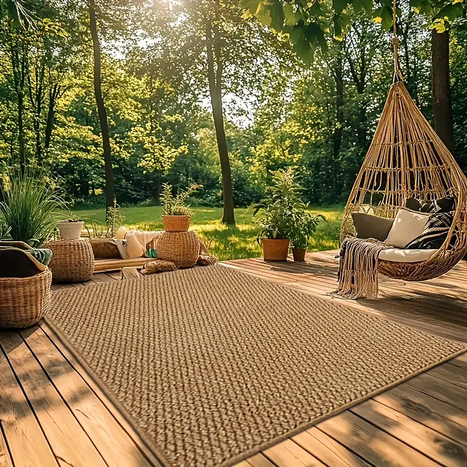 1pc, Pineapple Rope Imitation Jute Outdoor Square Mat, Pineapple Rope Woven Mat, RV Interior Mat, Tent Mat, Door Mat, Camping Mat, Suitable for Outdoor Camping, Hiking, Road Trip, Balcony Courtyard, Garden Backyard Lawn Pool, All Seasons Use