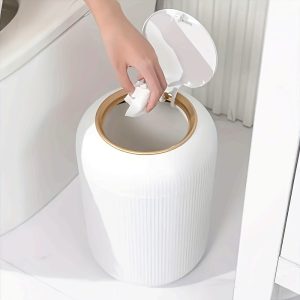 Chinese New Year, Christmas Gifts, 1pc Trashcan, Luxury Trashcan, Lantern-Type Stripe Press Household Living Room Bedroom Trashcan, Household Trashcan, Suitable for Living Room, Kitchen, Bedroom, Bathroom Trashcan Bedroom Trashcan
