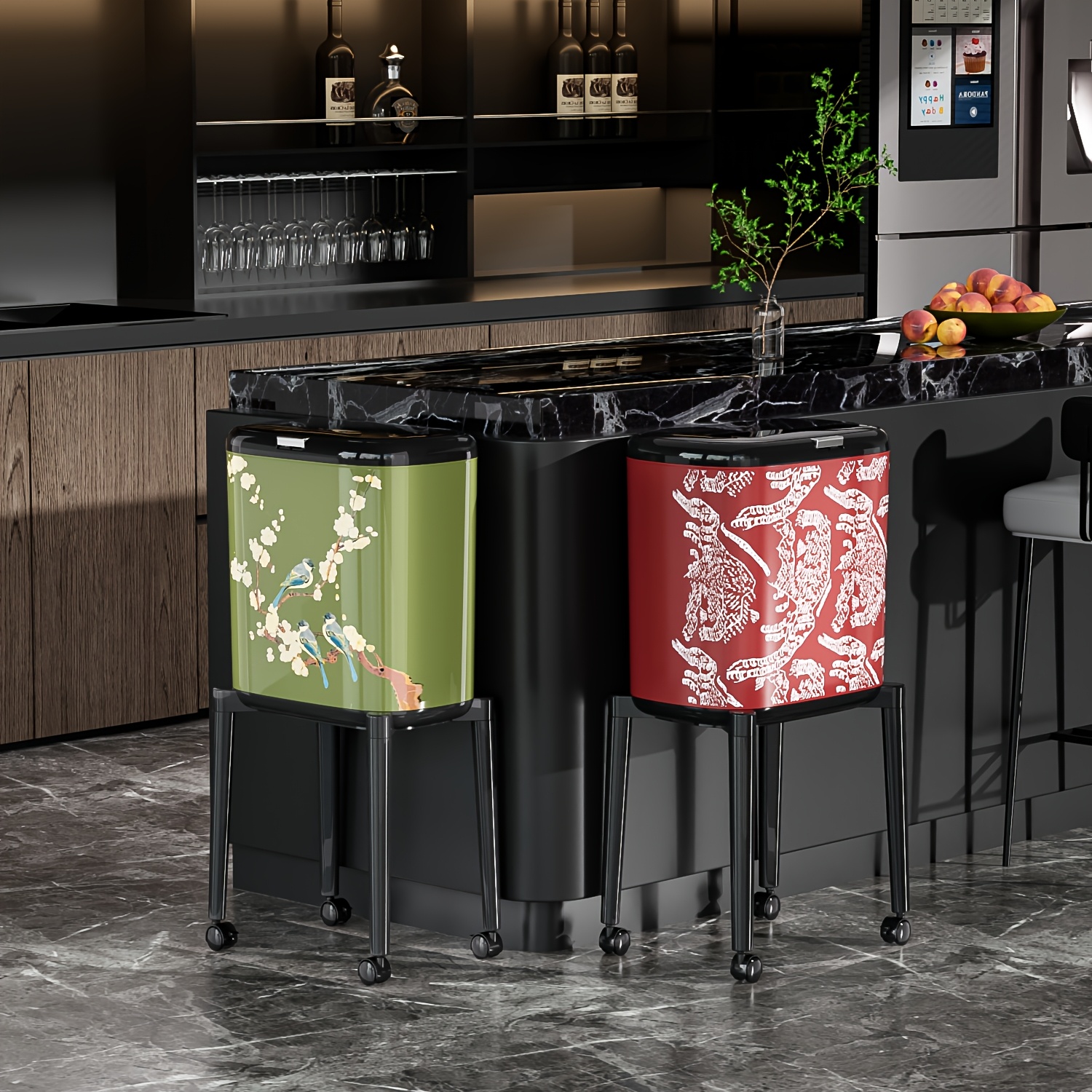 6.87gal Touch-Top Trash Can with Removable Lid, Contactless Waste Bin Suitable for Kitchen Bathroom Bedroom, High-Leg Pedal-Free Bin for Living Room Office, Odor-Resistant Large Capacity Covered Bucket, Easy Press-To-Open Keeps Hands Clean - Image 3