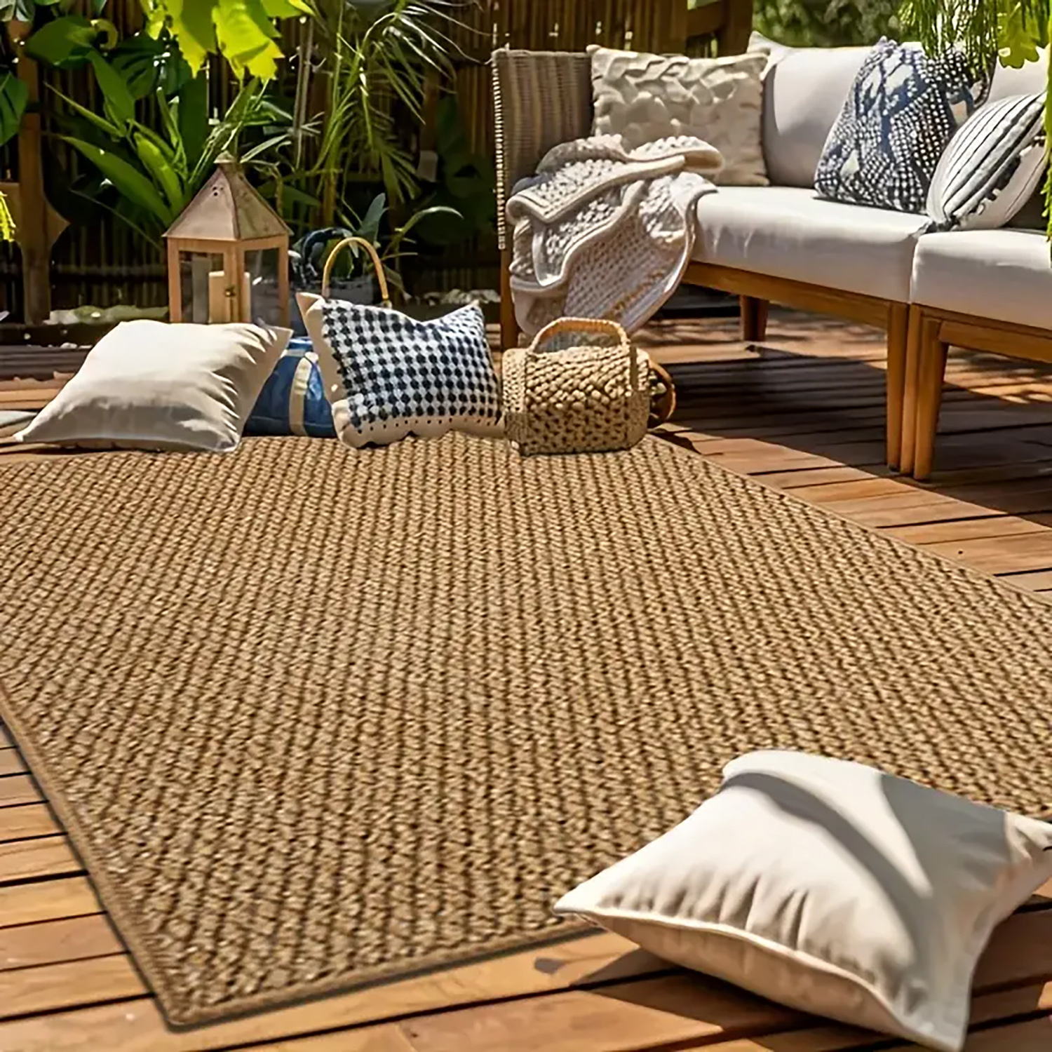 1pc, Pineapple Rope Imitation Jute Outdoor Square Mat, Pineapple Rope Woven Mat, RV Interior Mat, Tent Mat, Door Mat, Camping Mat, Suitable for Outdoor Camping, Hiking, Road Trip, Balcony Courtyard, Garden Backyard Lawn Pool, All Seasons Use - Image 3