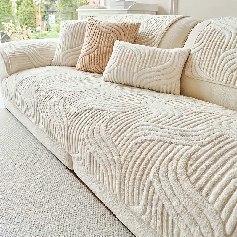 Luxurious Modern Cushion Covers, Classic Flannel Fox Tail Plush Sofa Cushion, Soft Fleece Non-Slip Sofa Covers, Machine Washable, Pet-Friendly, Sofa Protector Set for 1u002F2u002F3u002F4 Seat And Sectional Sofa, Stylish Minimalist Home Decor, Easy to Install