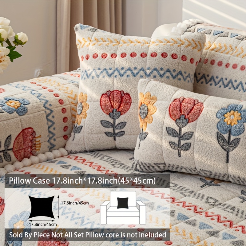 Bohemian Velvet Sofa Cover - Thick, Non-Slip Plush Protector with Floral & Geometric Patterns, Perfect for Living Room, Bedroom or Office Decor, 1pc - Image 14