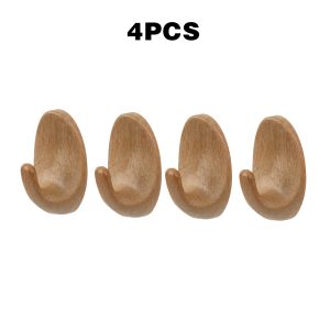 4pcsu002F8pcs Wood-Grain Plastic Oval Hooks with Self-Adhesive Backing, No Need to Drill Holes for Kitchen And Bedroom, Adhesive Hooks, Utility Hooks