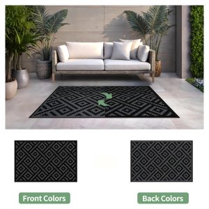 Free Tote Bag + 4 Tent Pegs, 1pc Large Outdoor Mat, Washable Outdoor Patio Mat, Plastic Straw Mat, Suitable for Courtyards, Patios, Decks, RVs, Picnics, Porches, Balconies, Large Area Rugs, Home Decor