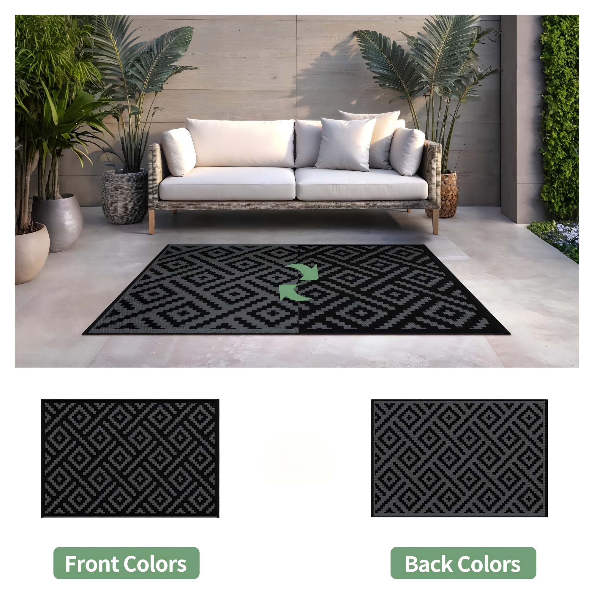 Free Tote Bag + 4 Tent Pegs, 1pc Large Outdoor Mat, Washable Outdoor Patio Mat, Plastic Straw Mat, Suitable for Courtyards, Patios, Decks, RVs, Picnics, Porches, Balconies, Large Area Rugs, Home Decor